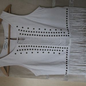 Bebe Fringe White Shirt